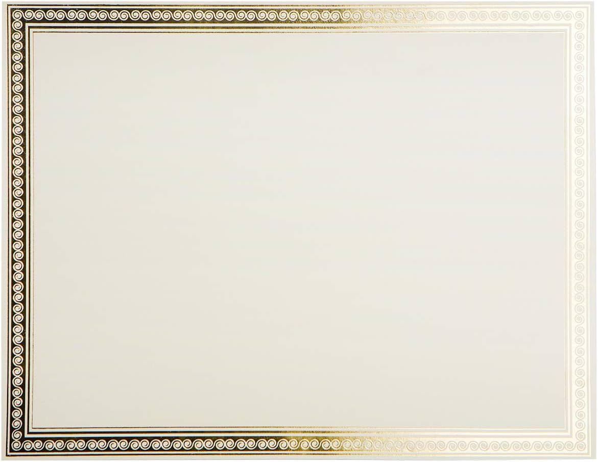 Award Certificate Holder & Certificate Paper - 12 Navy Blue Paper Certificate Holders & 15 Certificate Sheets for Marriage, Wedding and Birth Certificate Cover with Gold Foil Embossed Borders