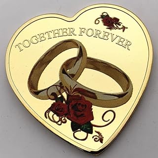SHFGHJNM Moneda colección colección colección Niue amor miel rosa, un par de anillos, en forma de corazón chapado en oro colección de moneda conmemorativa amor color imprimir monedas de matrimonio