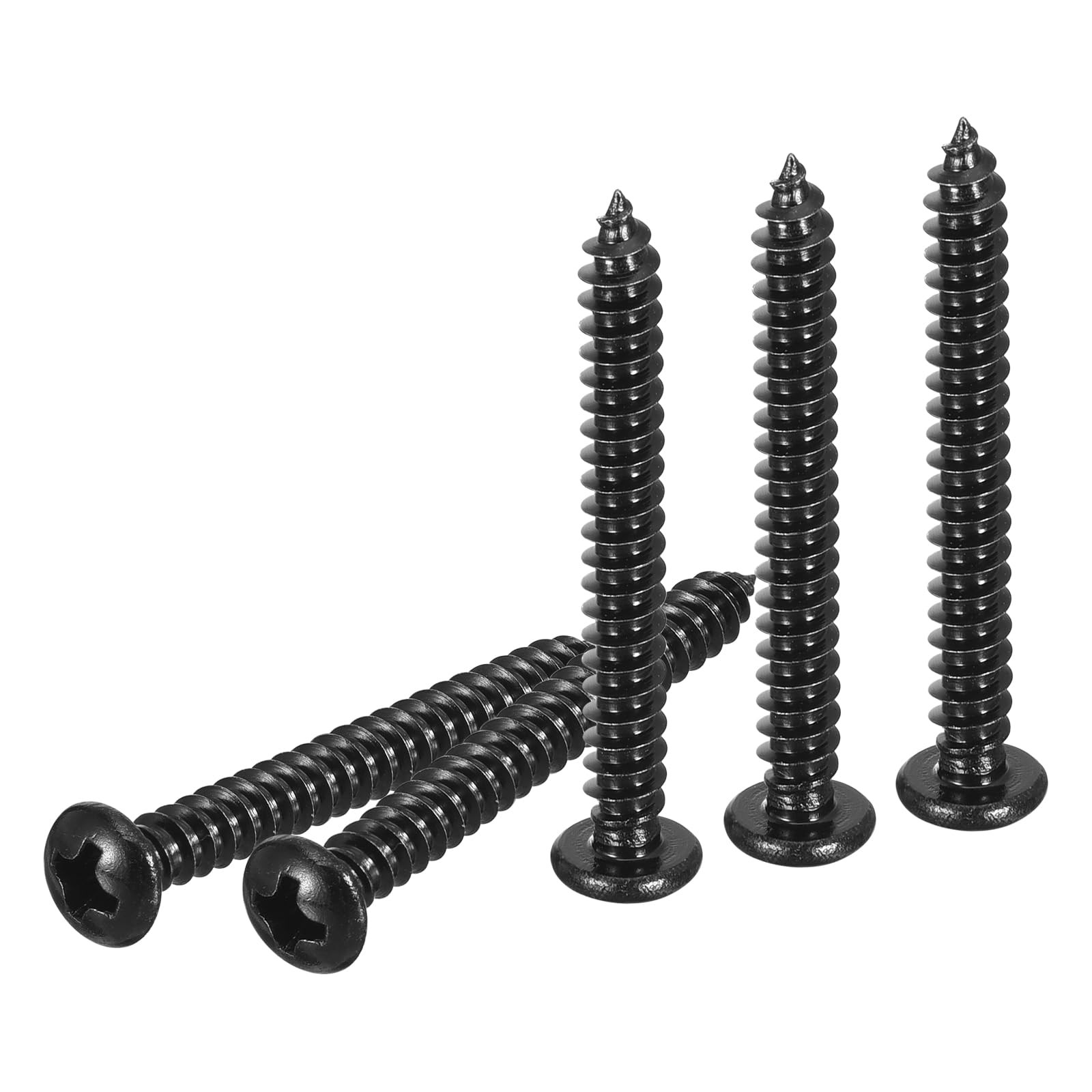 DTGN #8x1-3/8 Phillips Pan Head Self-Tapping Screw - 100Pack - Black Oxide 304 Stainless Steel Sheet Metal Screws Wood Screws