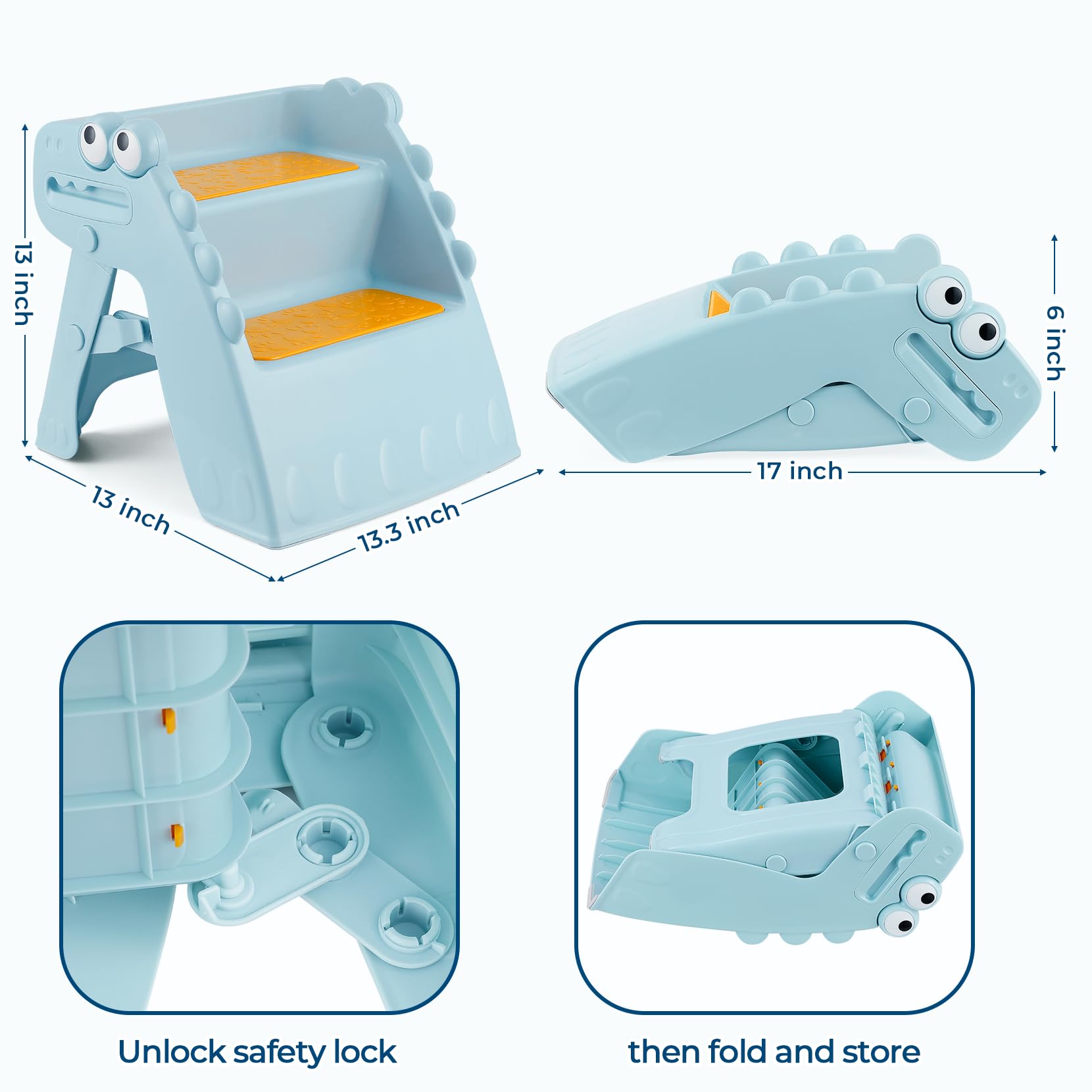 Onasti Taburete plegable para niños pequeños, taburete de 2 escalones para niños, taburete de entrenamiento antideslizante para niños, taburete plegable para baño, fregadero, encimera de cocina con