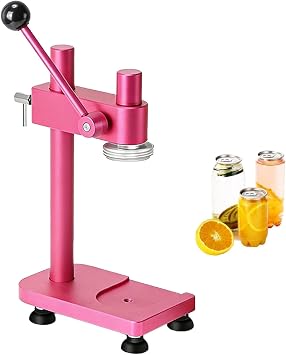 Hand Tin Can Seamer Machine, Aluminum Alloy Cup Closing Machine, Sealing Capacity 250/330/400/500/700 Ml, for Sealing PET Bottle Can Pink