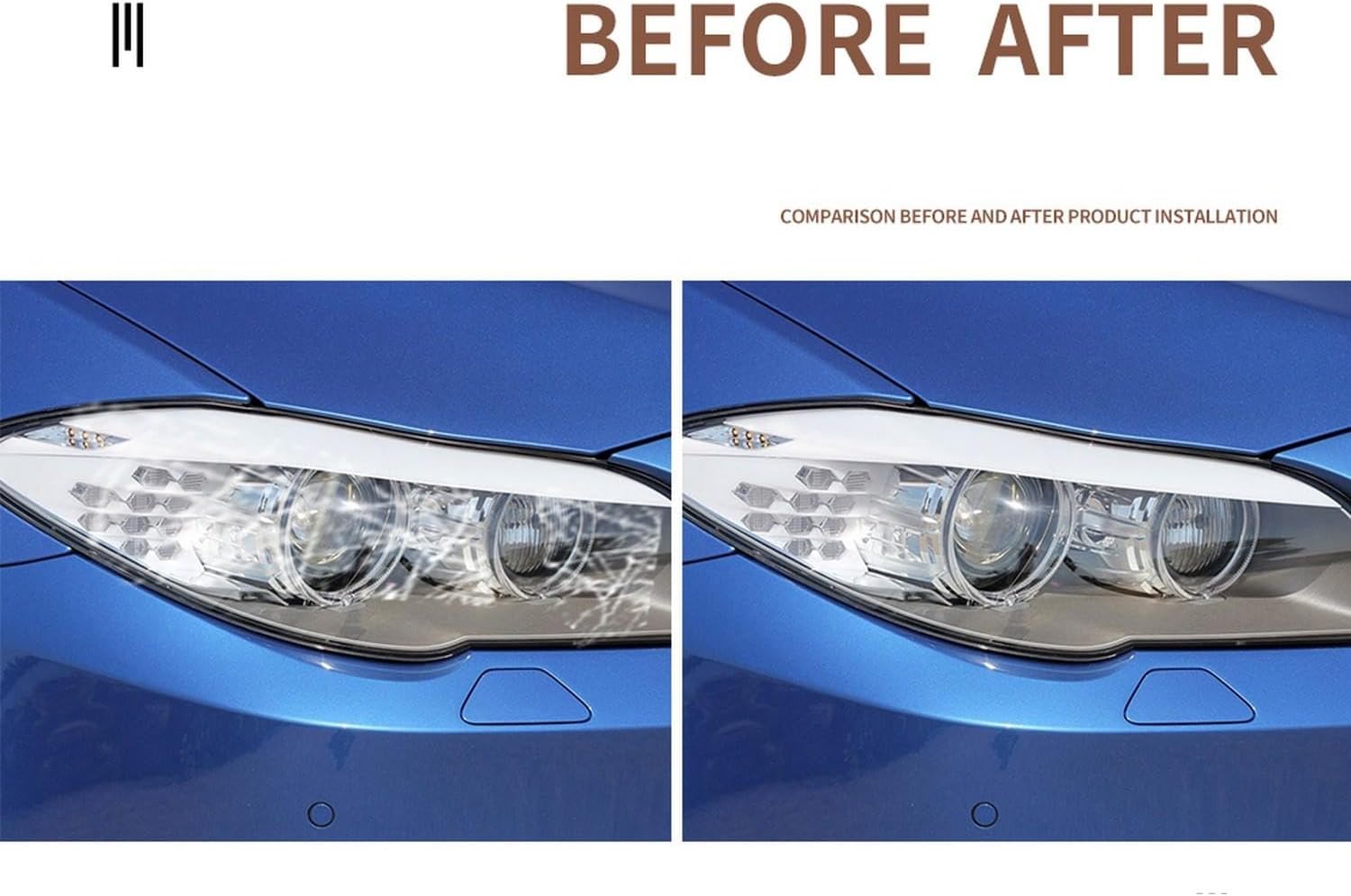 JCAKES 2 Pcs Car Headlight Protective Film Headlamp Restoration Transparent Black TPU Sticker ，for BMW M5 F10 F90 2011-2020 Accessories