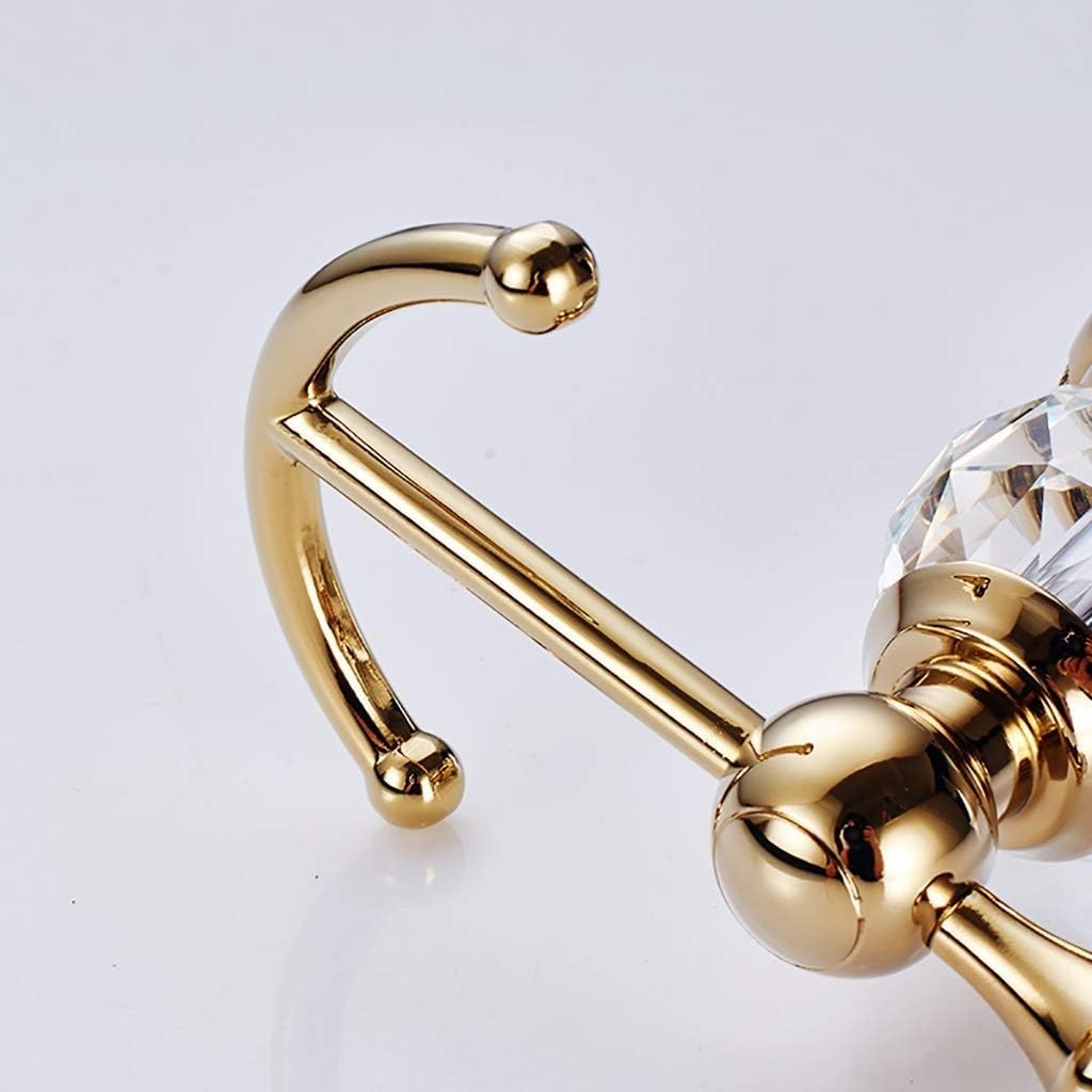 Copper Crystal Double Hook Clothes Door European Style Wall Mount Towel Hat Robe Hook Bathroom Hardware Accessories Door Hanger Creative