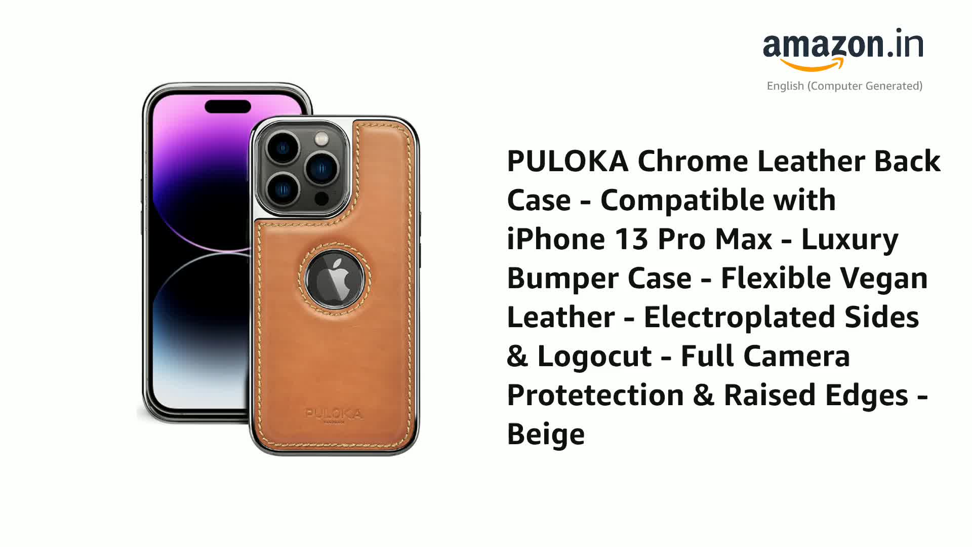 PULOKA Chrome Leather Back Case - Compatible with iPhone 13 Pro