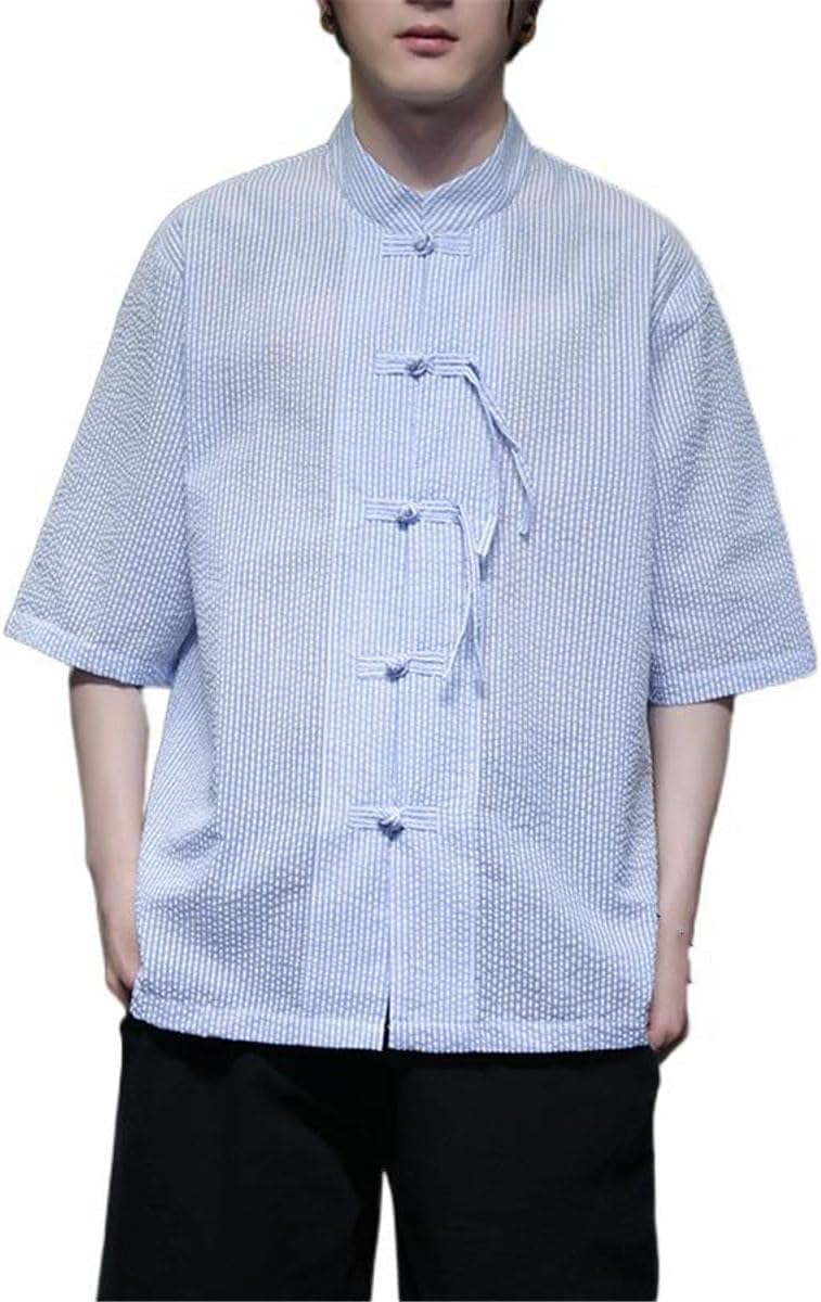 Men's Shirt Summer Linen Chinese Style Short Sleeve Tops