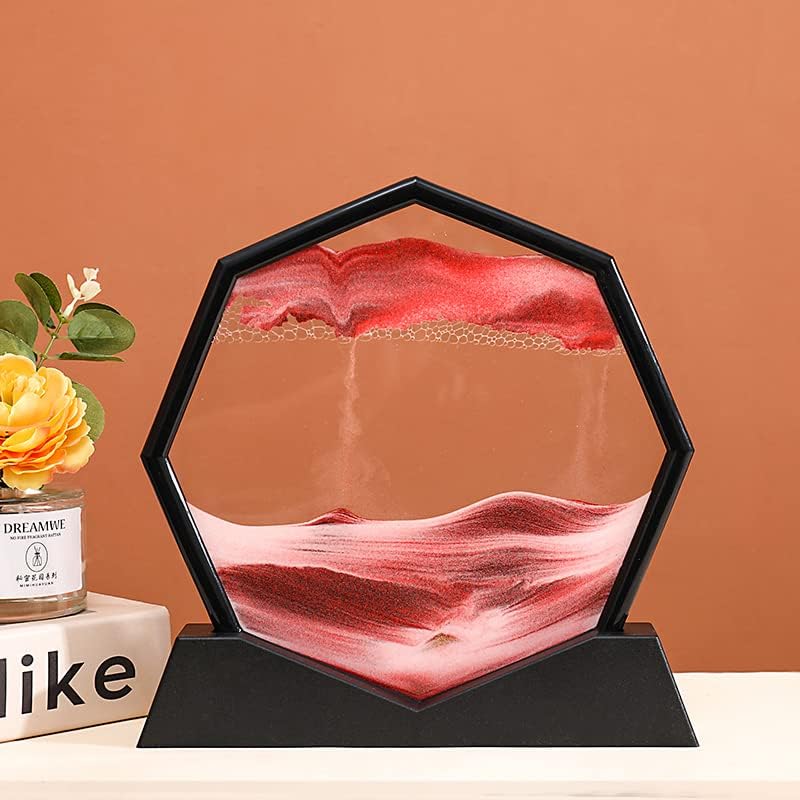 rysnwsu Octagon Dynamic Sand Pictures, Amazing Moving Sand Art, Glass 3D Deep Sea Sandscapes Art Décor, Relaxing Relieve Deskto for Home Decor and Office for Women Men's Present