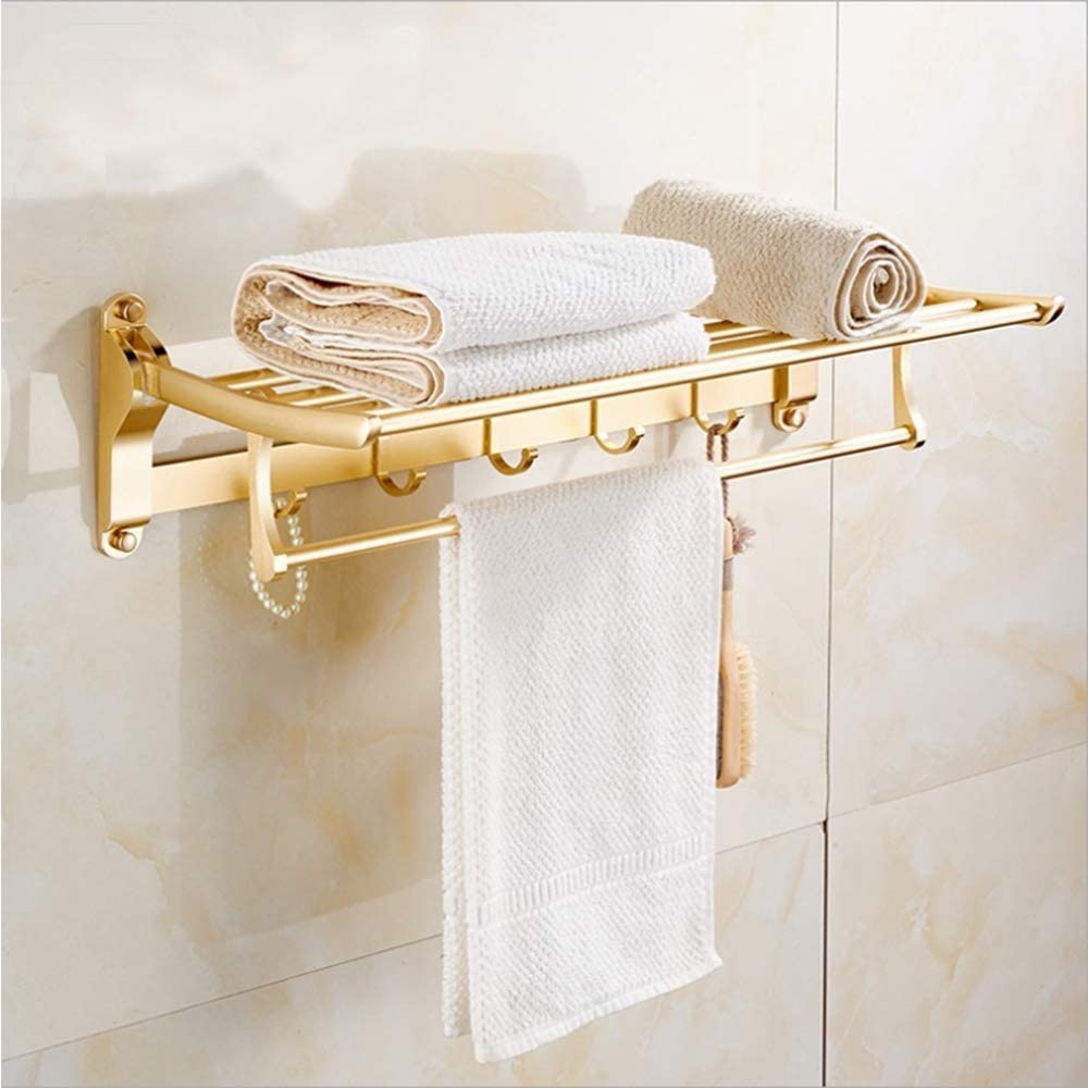 Rack Toallas Toallero Plegable De Doble Pared con Ganchos, Aluminio, para Cocina, Baño, Hotel Y Oficina Accesorios De Baño