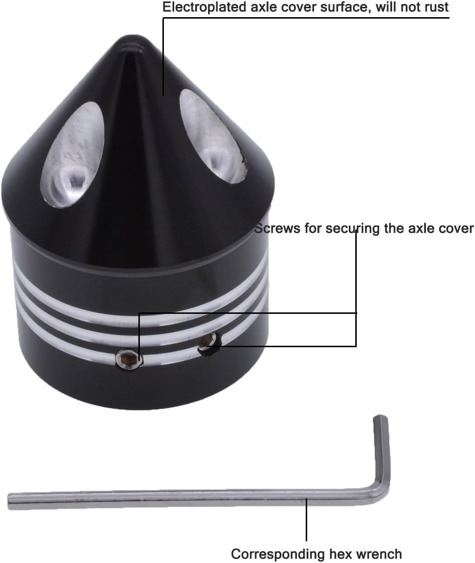 1 Pair Motorcycle Aluminum Front Axle Nut Cover Cap Kit for Dyna Softail Sportster Touring Road King FXD FXST FLHT 883 1200 XL (Black)