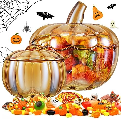 Mimorou 8 Set Halloween Glass Pumpkin Jar With Bow Pumpkin Candy Bowl - View #8