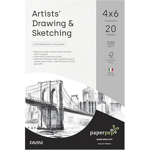 PaperPep Sketching & Drawing Paper 200GSM 4X6 Pack of 20