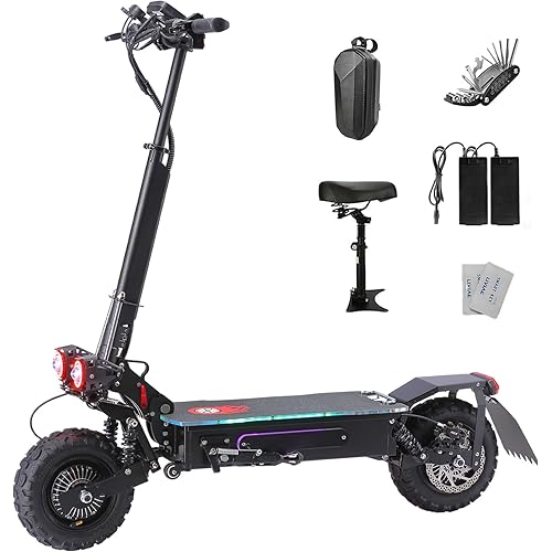 Fast Electric Scooter Adults, 1200/1600/5600W Dual Motor, 35/45/50 Miles Long Range,35/45/50 MPH Top Speed, 10/11" Off-Road Tires E Scooter, Foldable EScooter for Adults and Teens with Dual Suspension