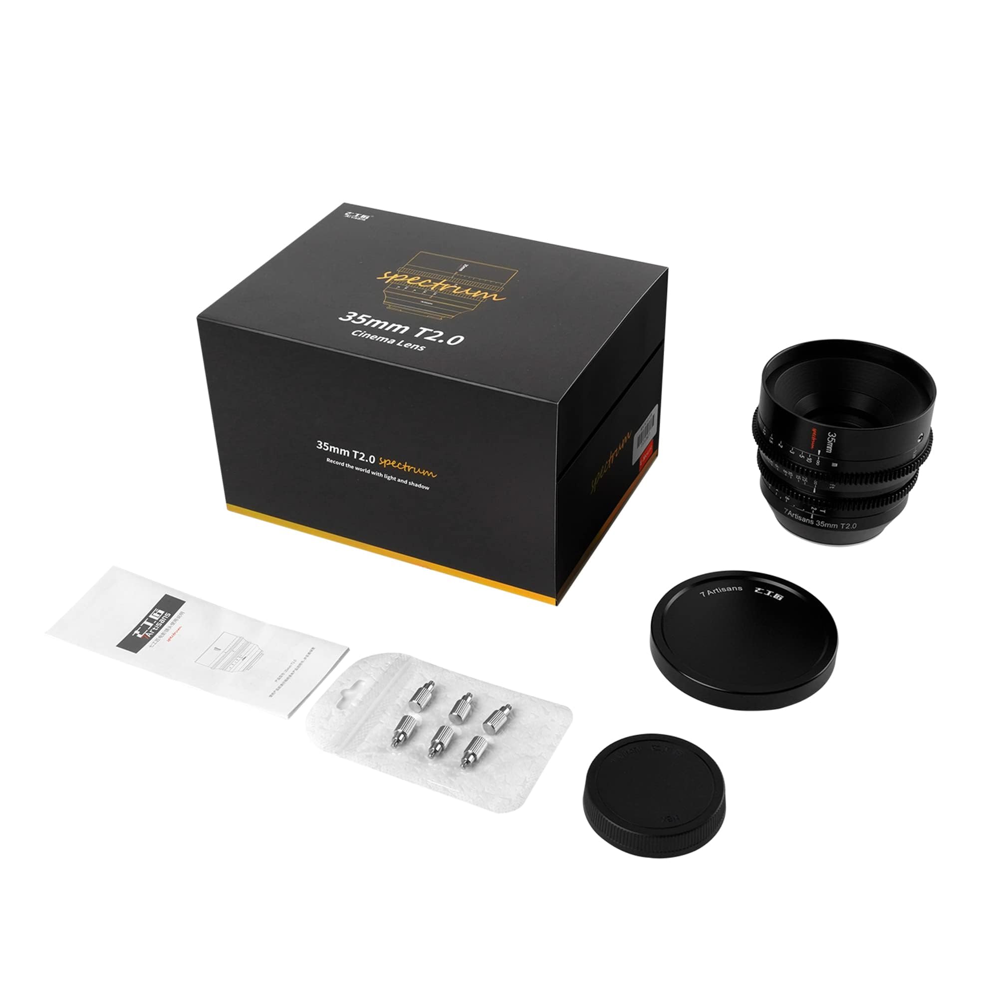 7artisans Obiettivo Cine Full Frame T2.0 da 35 mm con ampia apertura, compatibile con montaggio Canon R, messa a fuoco manuale, lente per cinema a bassa distorsione, fotocamere mirrorless per Canon R