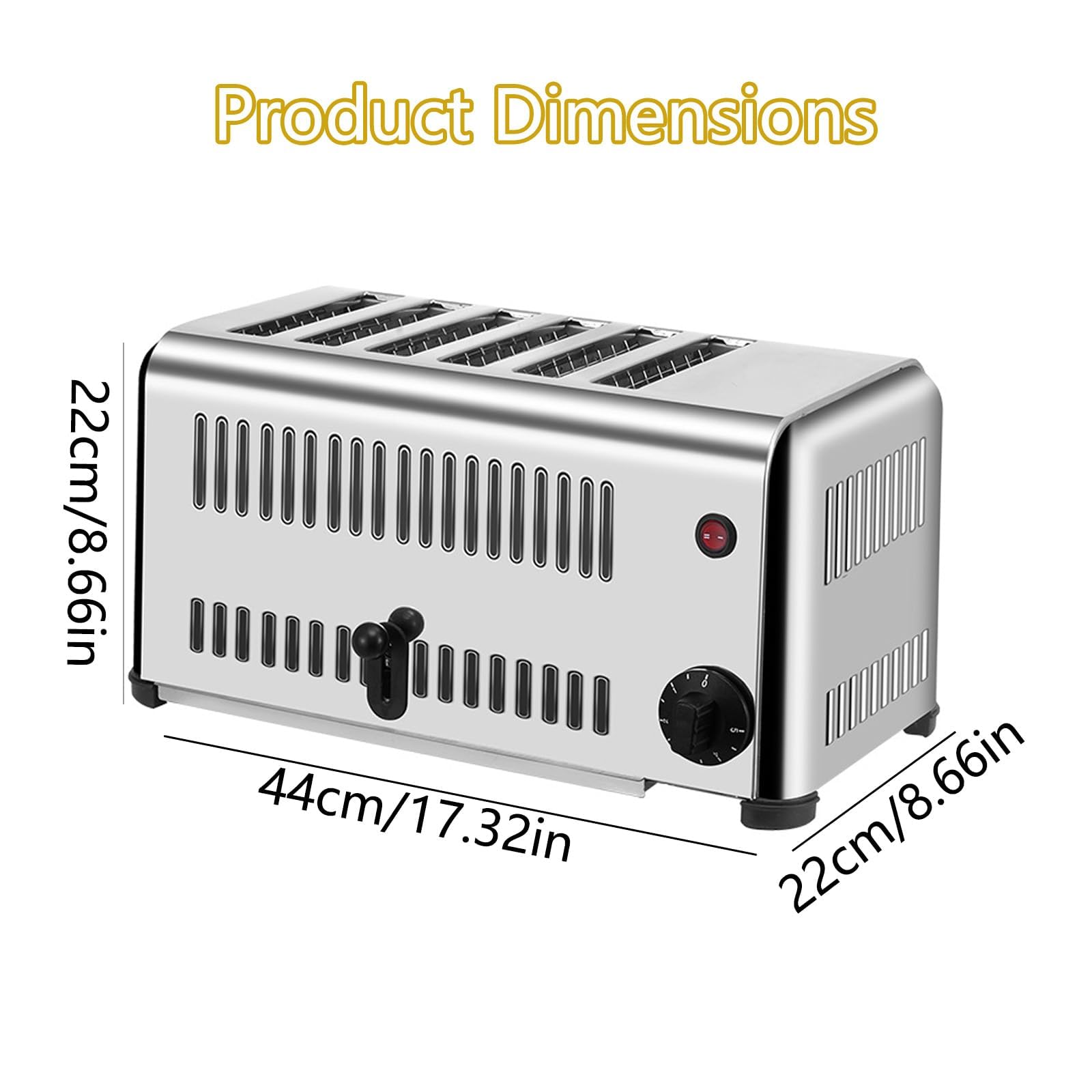Horno tostador de 4/6 Uds con ajustes ajustables, calentamiento rápido y uniforme de grado comercial, bandeja para migas extraíble y ranura para tarjetas ancha 4 slices