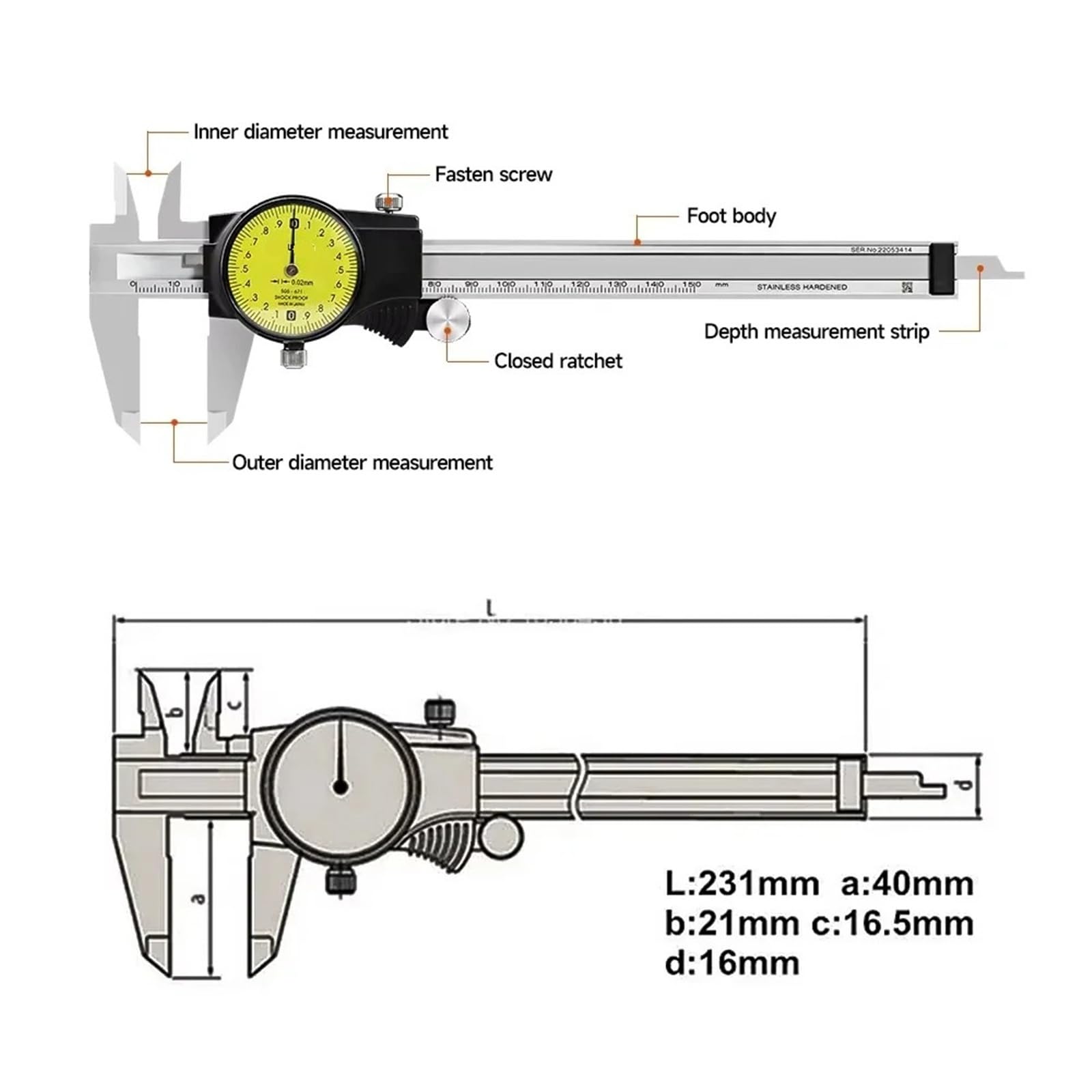 0-150Mm Digitaler Messschieber 0,01Mm D15Tn Messwerkzeug Nonius-Mikrometer Messwerkzeug Messgerät,300mm 0.02 505-673