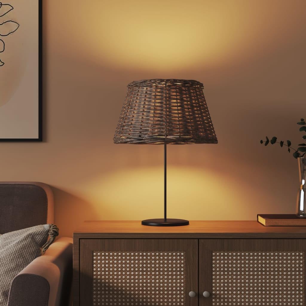 Paralume in vimini, diametro 50 x 30 cm, rotondo, per lampada da soffitto e lampada da tavolo, attacco E27, stile rustico boho, marrone