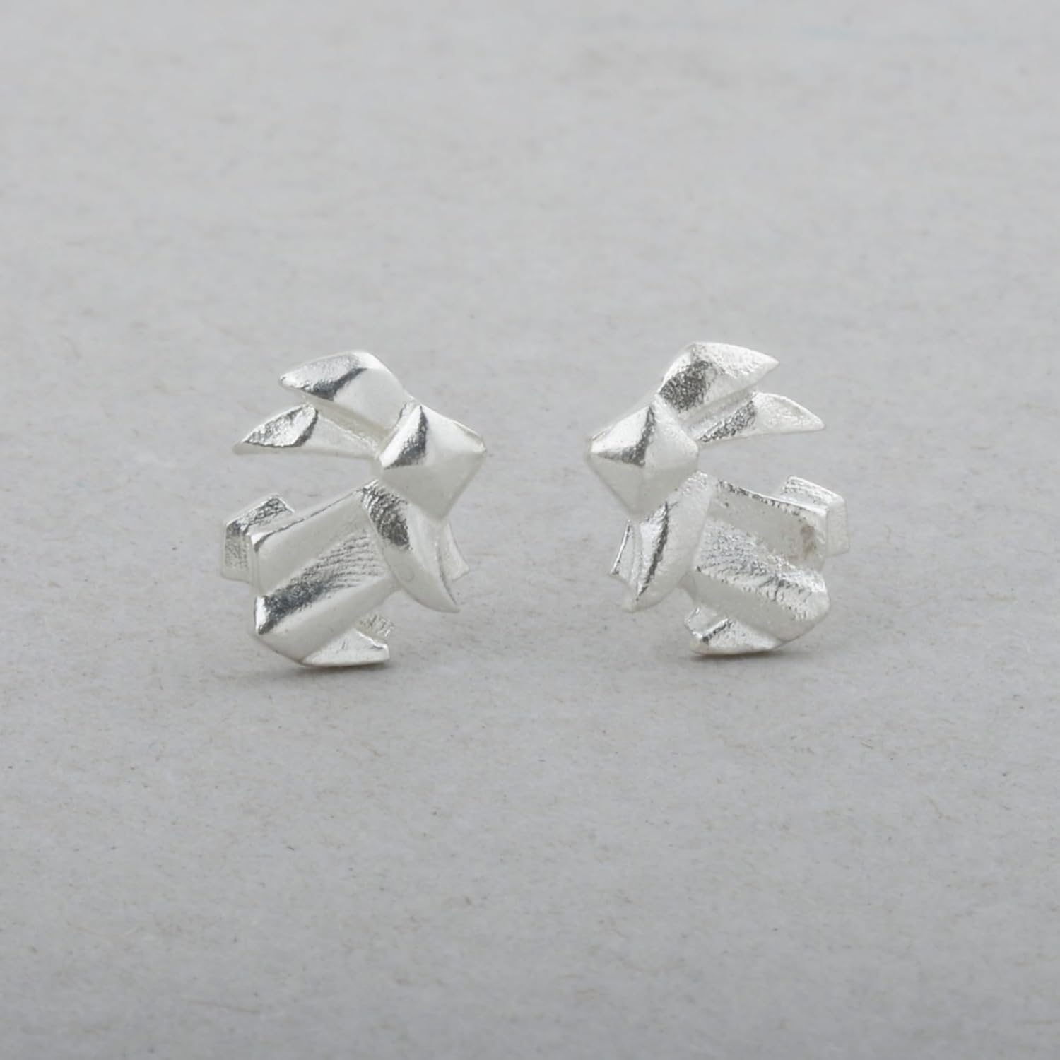 Handmade 925 Sterling Silver Origami Bunny Rabbit Stud Earrings for Women - Image 5