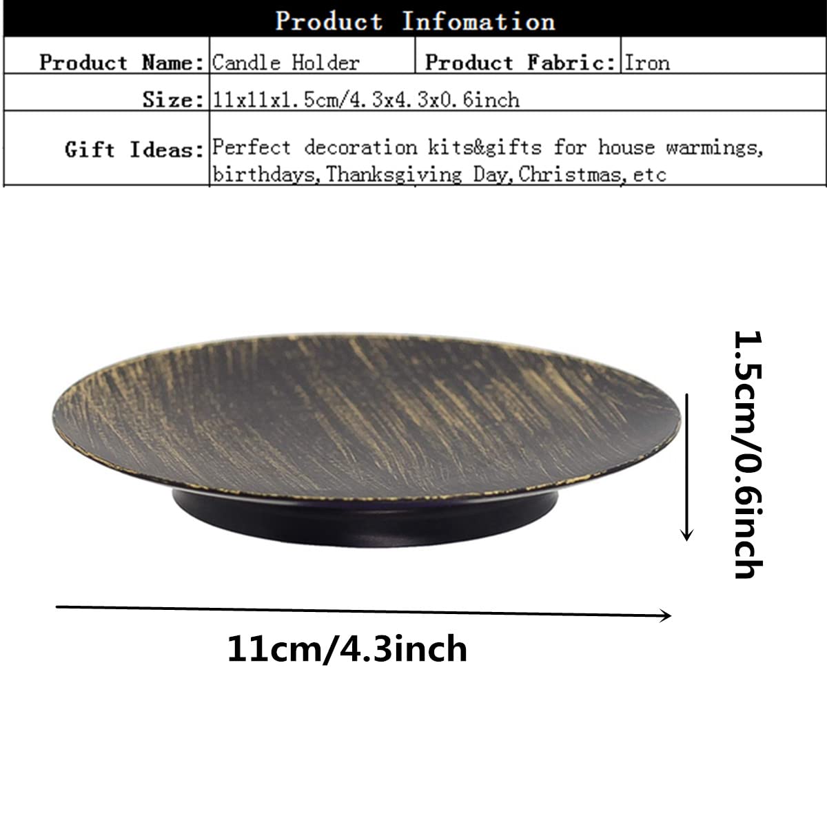 8 Pièces Bougeoirs à Plaque En Métal - Chandeliers De Couronne De L Noir 98581953
