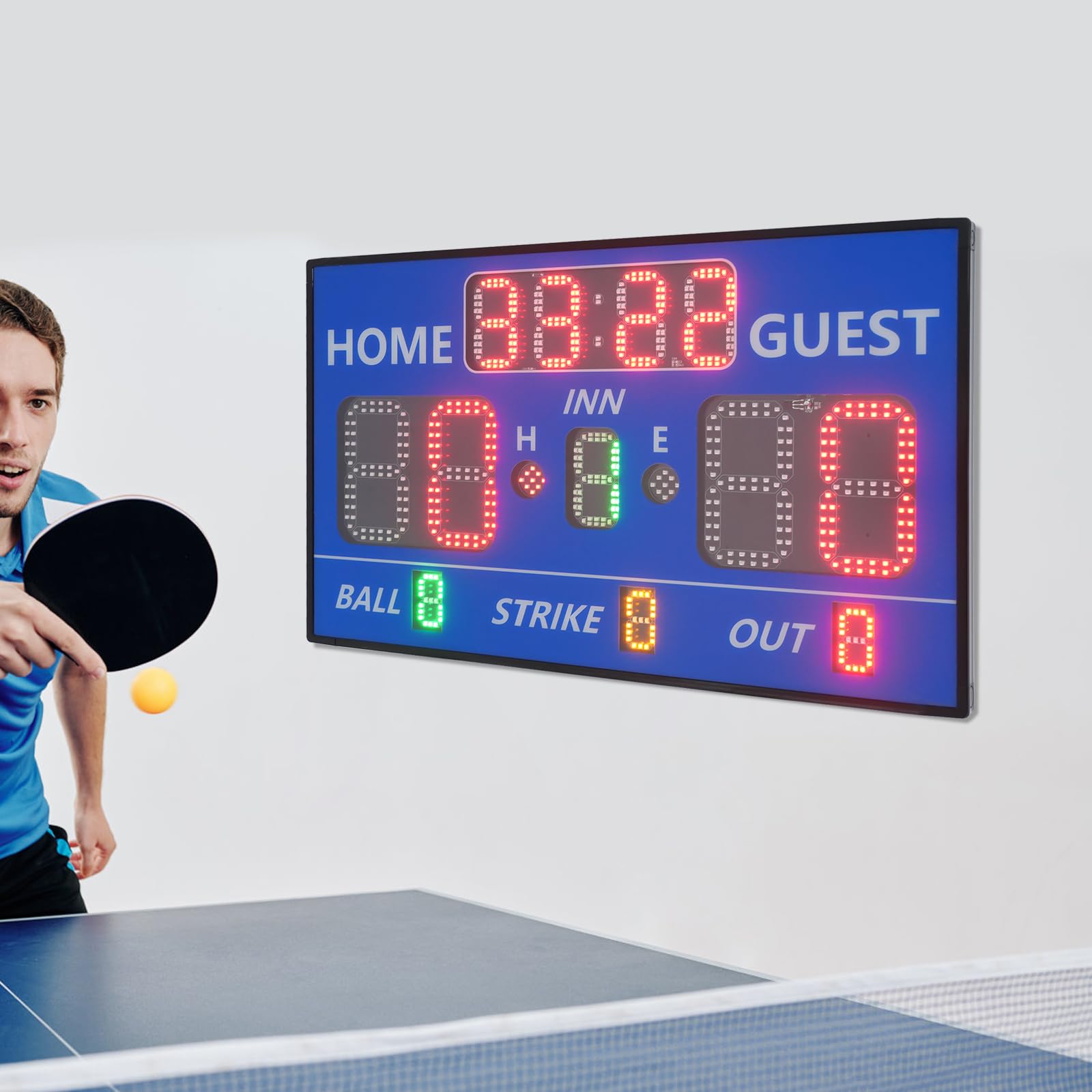 Tabellone segnapunti per giochi di baseball, LED tabellone segnapunti con telecomando per tavolo sportivo e parete, 0-99 punti, 5 livelli di luminosità per allenamento giochi ricreativi