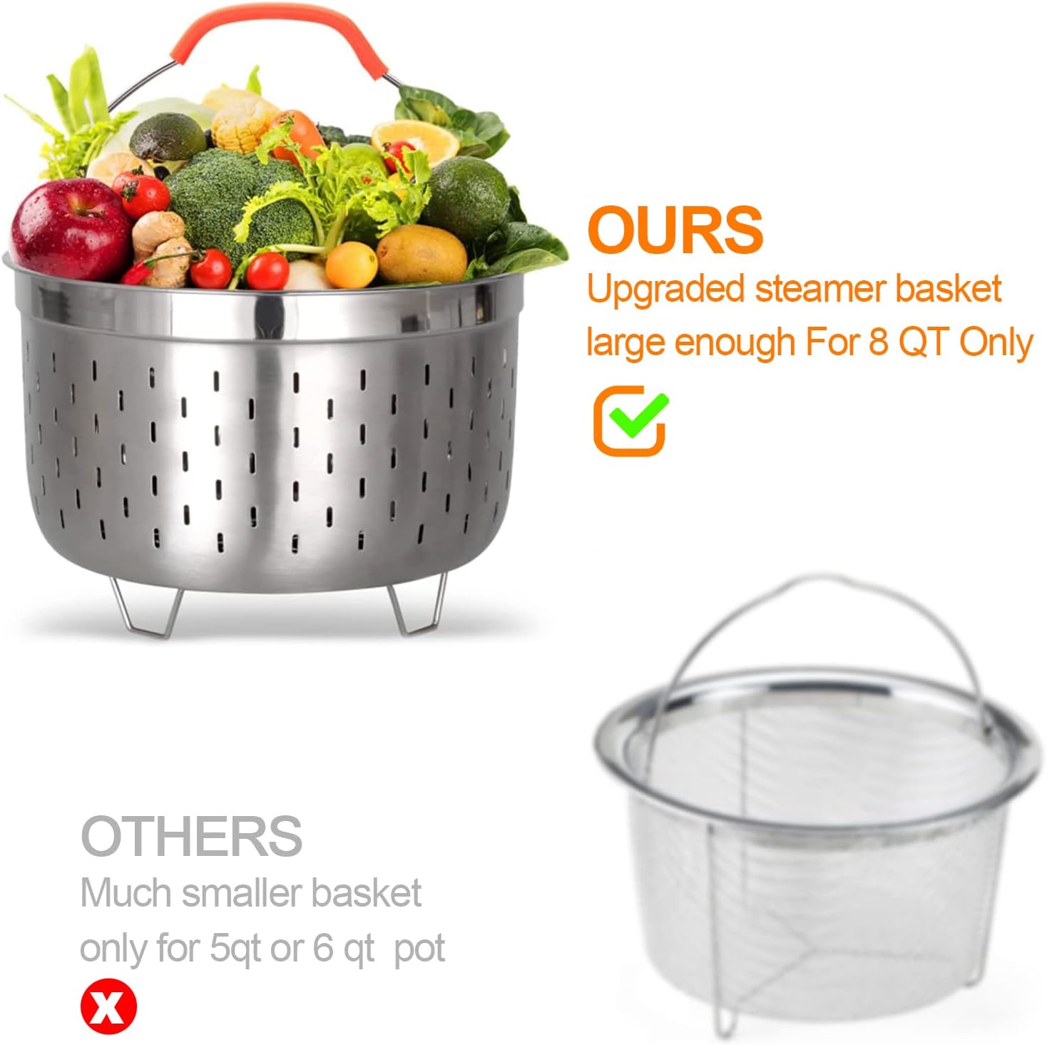 Accessories Set Compatible with 8 Quart Pot Only with Sealing Rings, Tempered Glass Lid, and Steamer Basket.