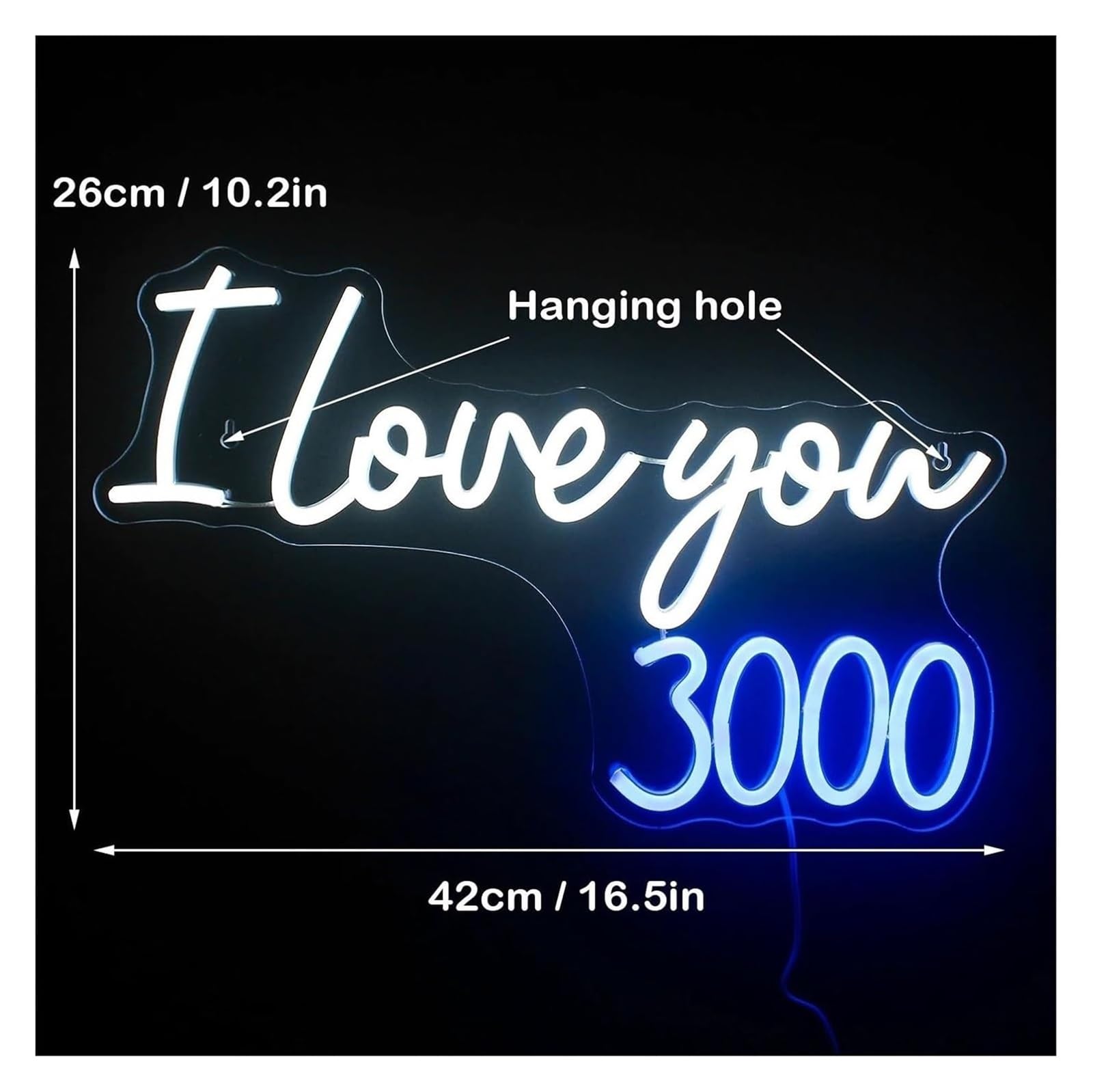 lámpara de neón Decoración de luz Te amo 3000 para letrero neón Decoraciones boda LED Hogar Habitación Memorial