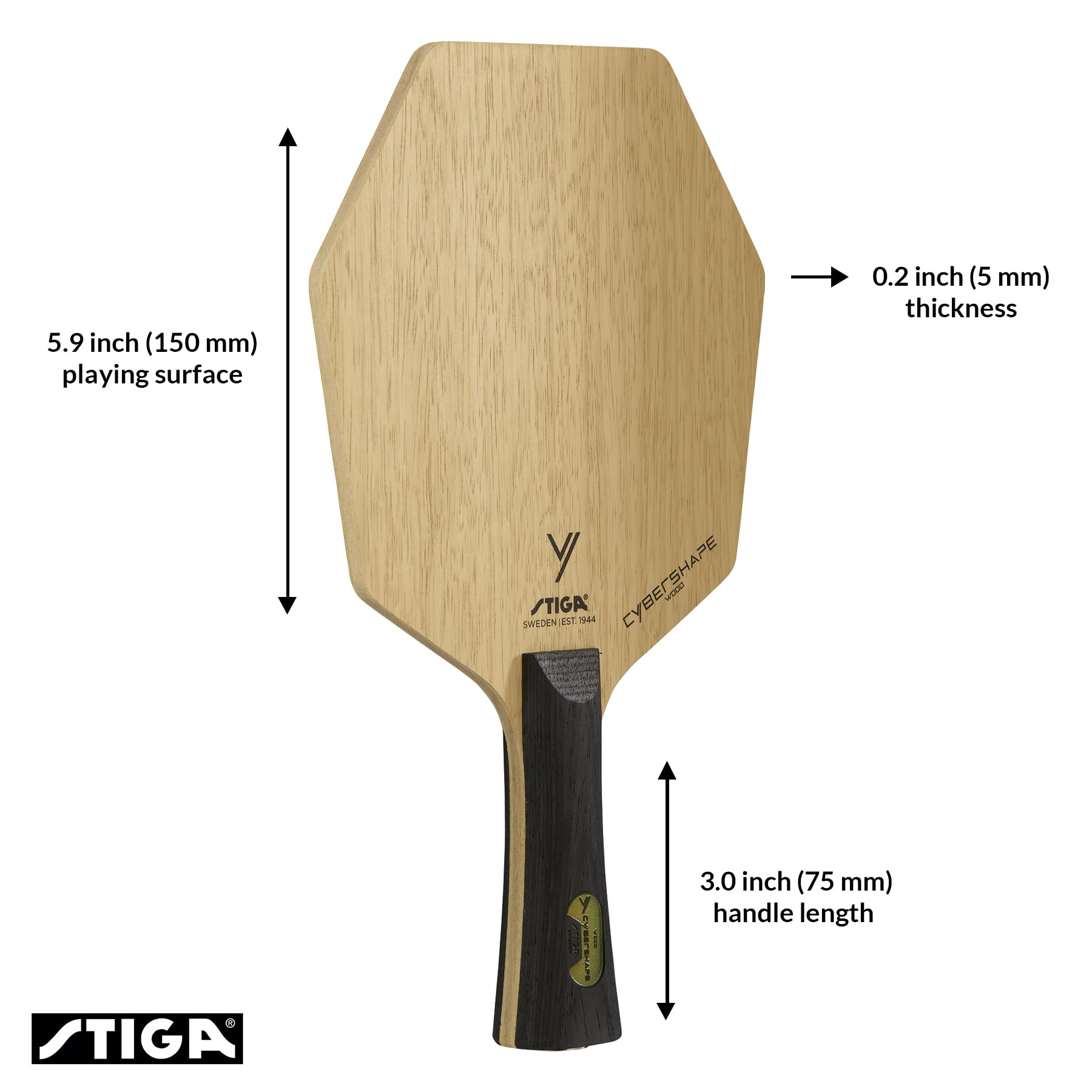 Stiga Madera Profesional de Tenis de Mesa Cybershape Wood con CWT Custom Weight Technology