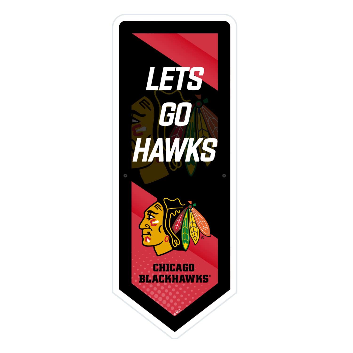Team Sports America Evergreen NHL Chicago Blackhawks | Ultra-Thin LED Light Wall Sign Decor | Large Pennant Banner | 9 x 23 Inches | Made in the USA