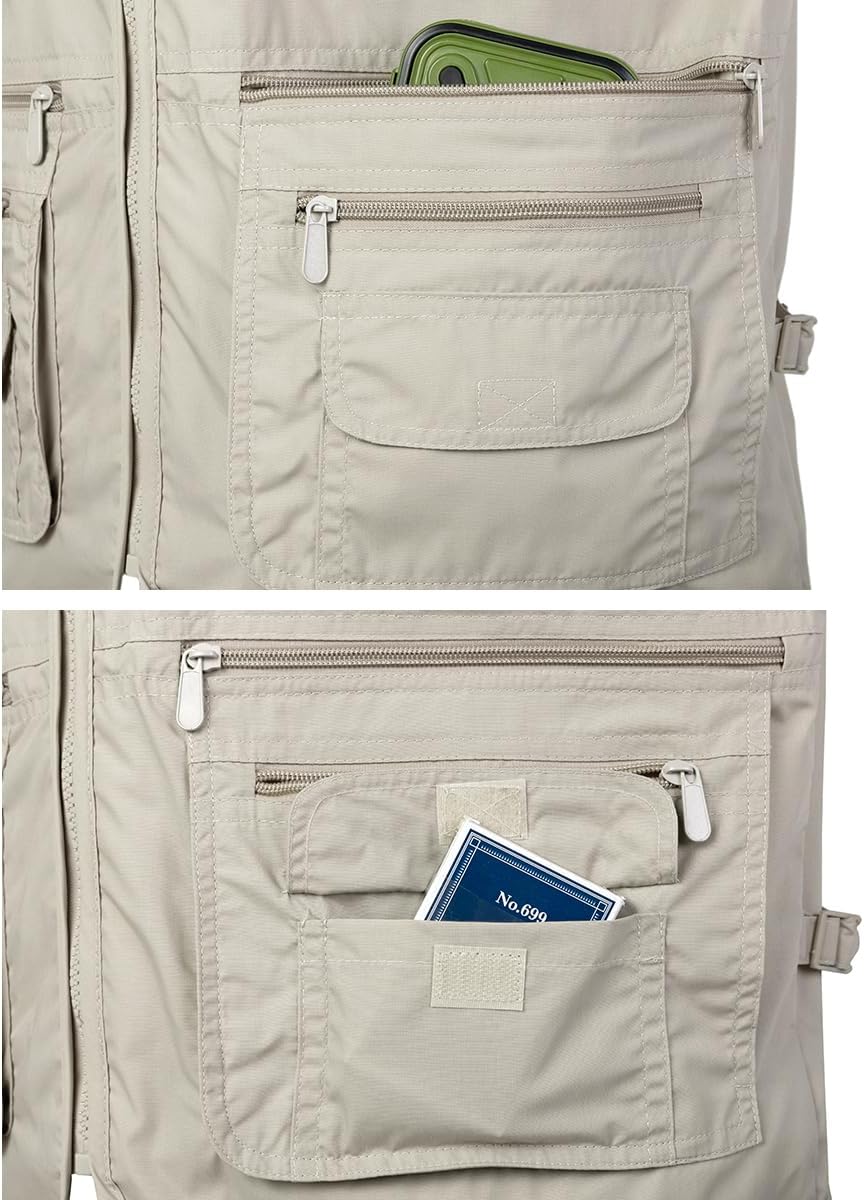 Men's Outdoor Fly Fishing Vest Multi Pockets Hunting Vest Photography Lightweight Travel Vest Jacket