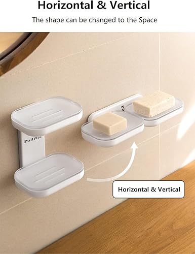 Miniatura 2 de Jabonera de doble capa, soporte adhesivo de pared fuerte para ducha, baño, bañera y fregadero de cocina, sin taladros, extraíble