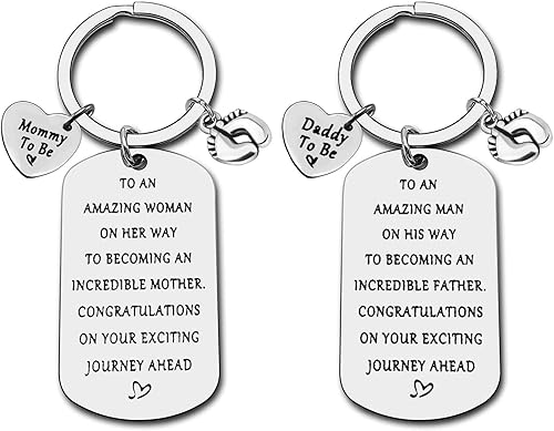 Llavero de anuncio de embarazo, regalo de anuncio de bebé, joyería para padres para ser por primera vez, para papá, nueva mamá, llavero de baby
