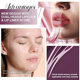 evpct 1Pcs Dark Purple Plum Matte Lip Liner and Liquid Lipstick Stain Makeup Set for women, Purple Long Lasting Smudge Proof Lipstick labiales matte mate larga duracion listip 24 hours originales,01