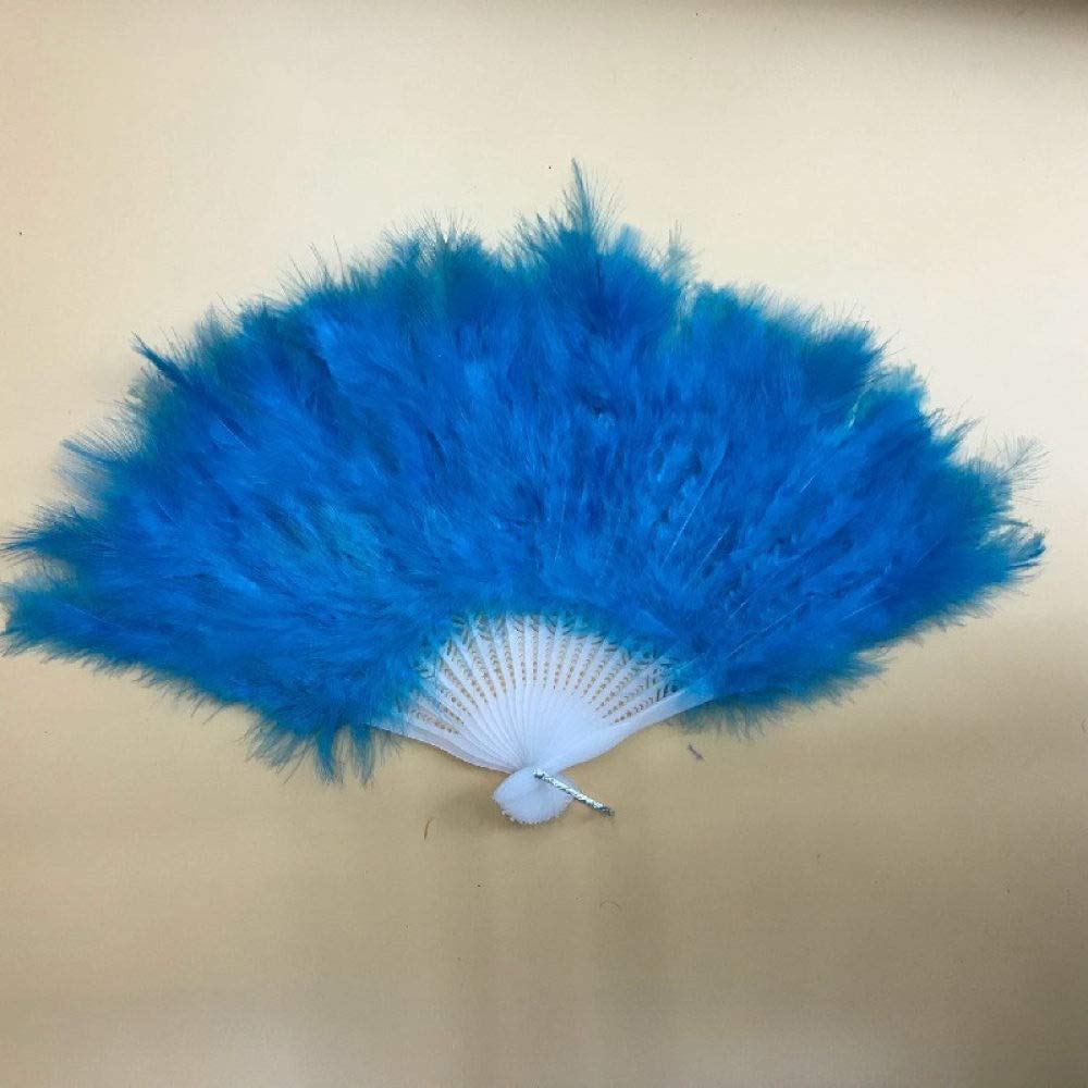 Abanico de plumas azules suaves ideal para bodas y fiestas de baile