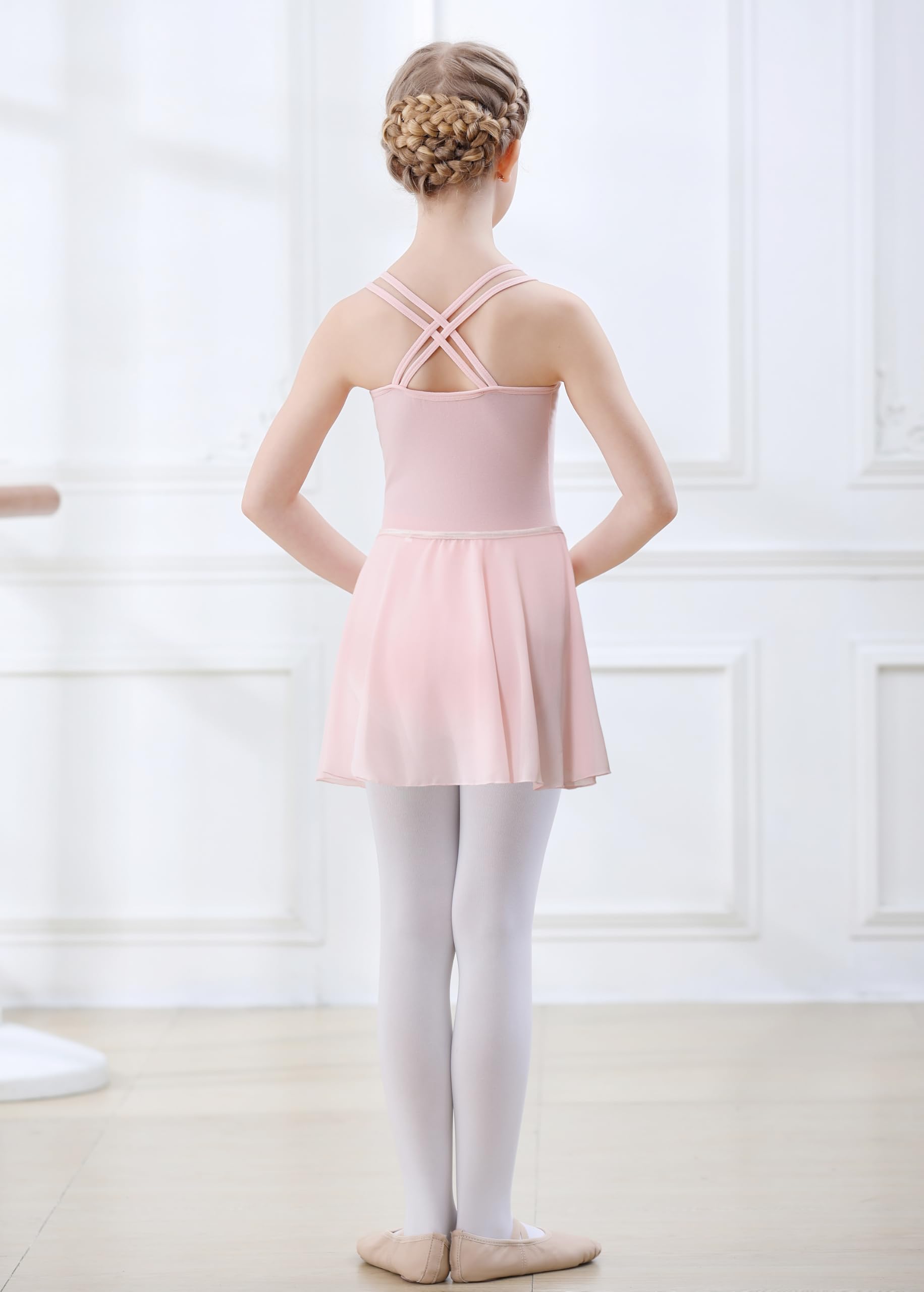 Vestito Body da Balletto Danza per Ragazze Bambina Gonna Balletto Body Ginnastica Cotone Spalline Sottili