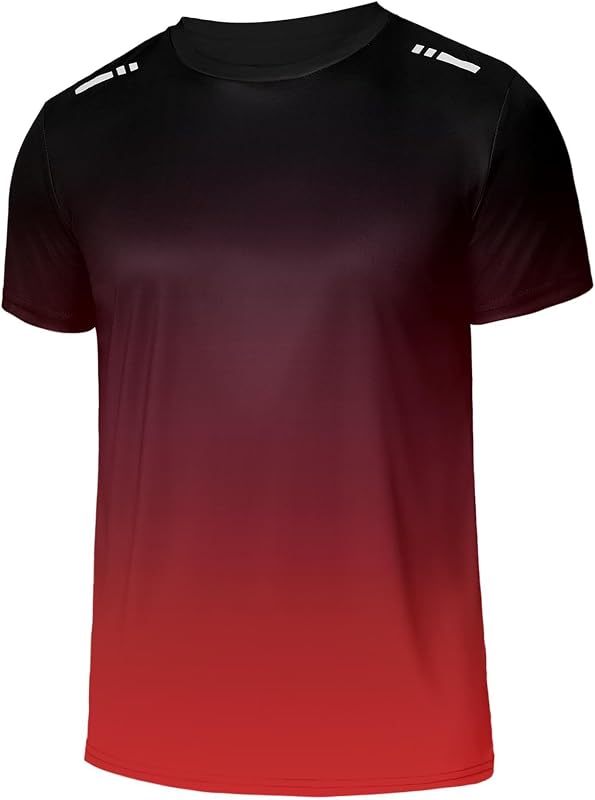 PINSPARK Camiseta Deportiva De Manga Corta Hombre, Transpirable, Secado RáPido, Correr Y Gimnasio, con Degradado