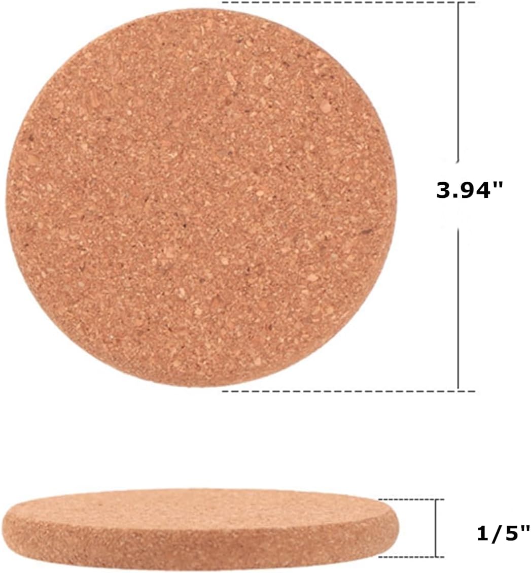 50 Pack Absorbent Cork Coasters, 4 Inch Round Edge Coaster for Drinks, Extra Thick Engraved Plain Coasters in Office, Home, or Cottage -1/5" Thick - Image 2