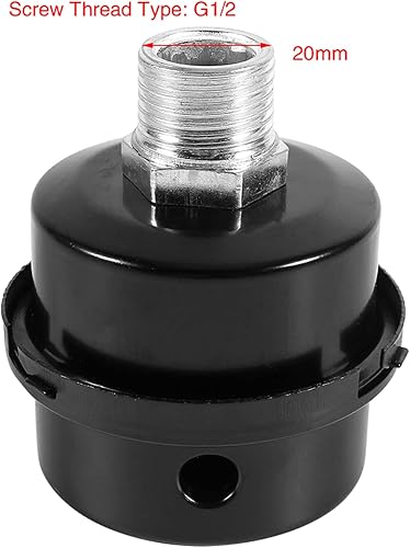 Miniatura 5 de Watris Veiyi Filtro de admisión del compresor de aire, piezas de filtros de compresor de aire de metal G1/2 de 0.787 in, silenciador de compresor de