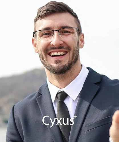Miniatura 2 de Cyxus Lentes de luz azul para mujeres y hombres, con borde de alambre, lentes transparentes, lentes irregulares, de metal, bloqueo UV, montura de