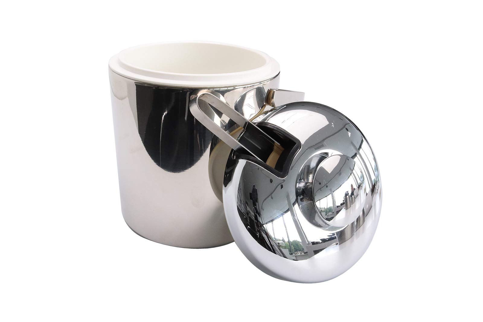 APS Eiseimer 36015, Set Secchiello Ghiaccio con Pinza, Acciaio Inox, 16x14x22 cm, Argento