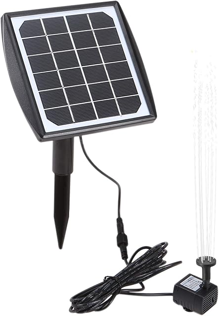 Decdeal Solar Powered Fountain Pump 6V/2W Solar Water Pump with Adjustable Solar Panel DIY Birdbath Fountain Pump Outdoor Water Fountain Panel Kit for Fish Tank Small Pond Garden Patio Lawn Pool