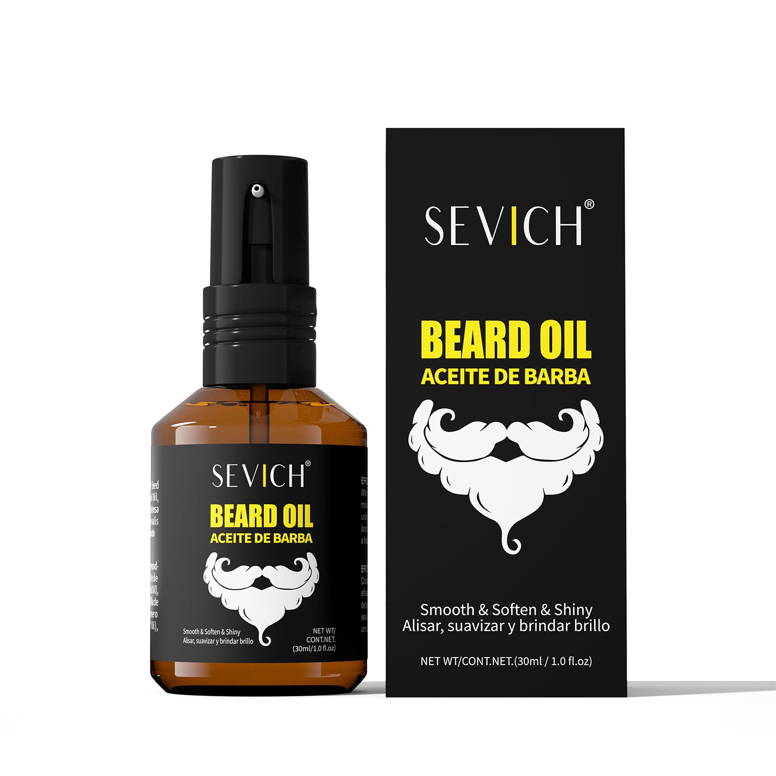 SEVICH Beard Oil for Men - 30ml Natural Growth Oil with Argan & Jojoba - Softens, Strengthens & Moisturizes Beard & Mustache - Fast Absorbing, Non-Greasy Formula