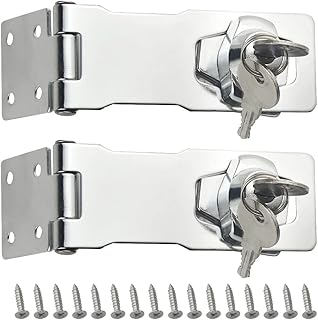 TOVOT 2 Pack Keyed Hasp Locks Twist Knob Keyed Locking Hasp w/Screws for Door Cabinet（ Keyed Alike）