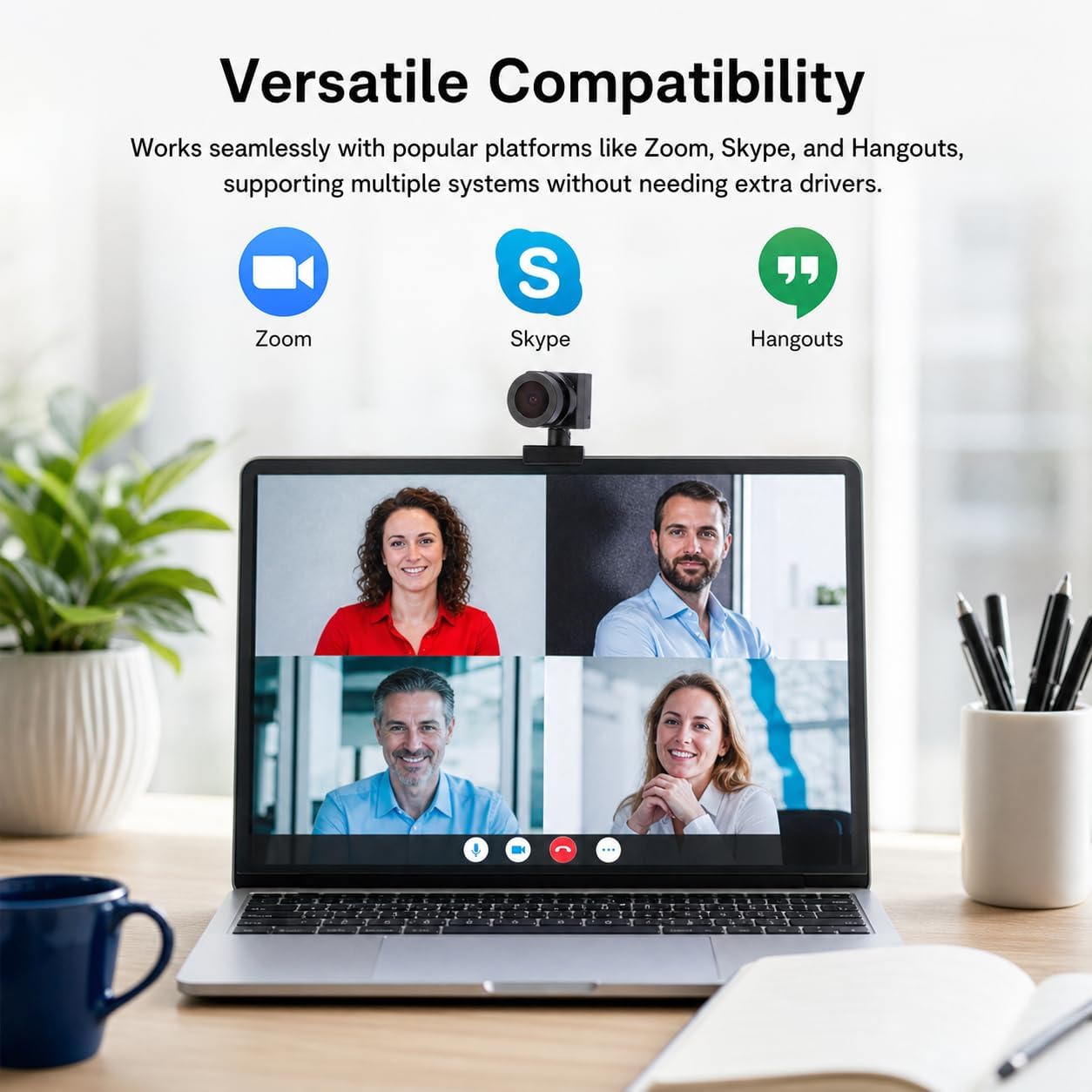 Center Webcam 1080P 2MP HD Pixels Built in Microphone Compact USB Computer Eye Contacting Webcam for Laptop
