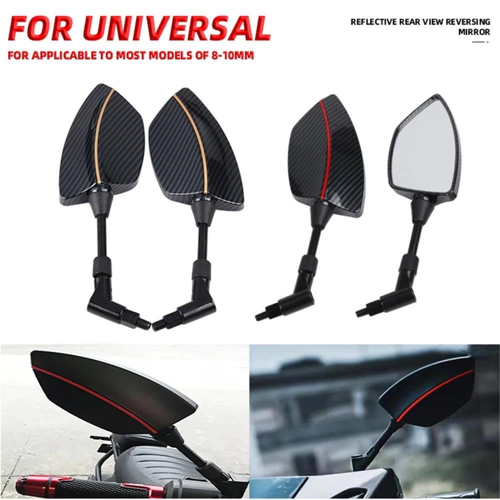 Motorrad Spiegel Rückspiegel Carbon Fiber Muster Motorrad Seite Spiegel Für Für Shiver 750 900 Für Dorsoduro 750 Für Specs 900 Spiegel Set Links & RECHTS(Rot)