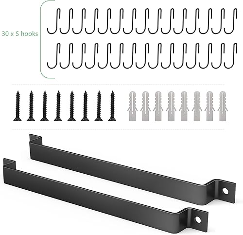 Miniatura 7 de Housolution Riel de cocina con 15 ganchos, 16 pulgadas montado en la pared para colgar utensilios para cocina, paquete de 2