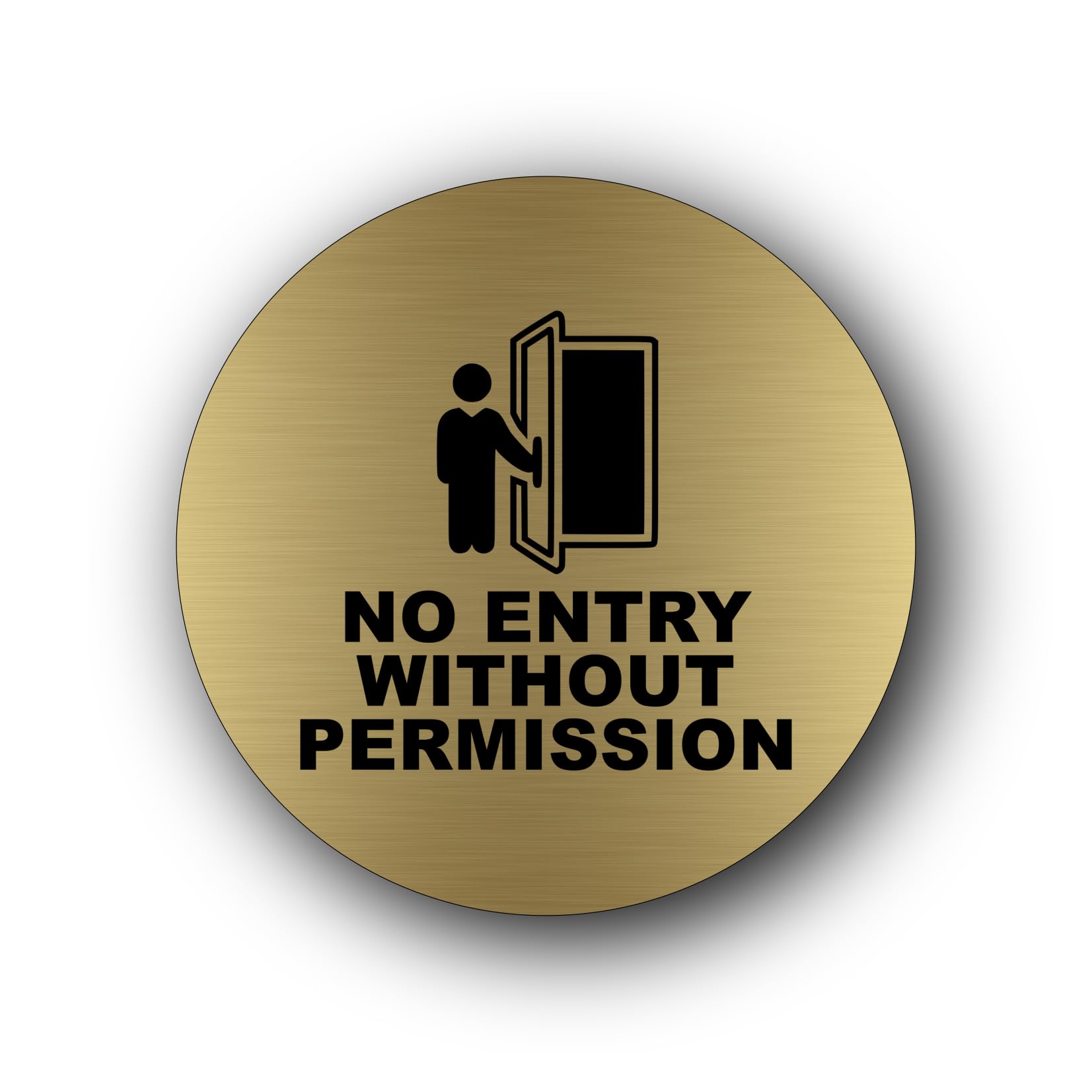 No Entry Without Permission Sign – 9.5x9.5cm Brushed Aluminium, Weatherproof, Self-Adhesive