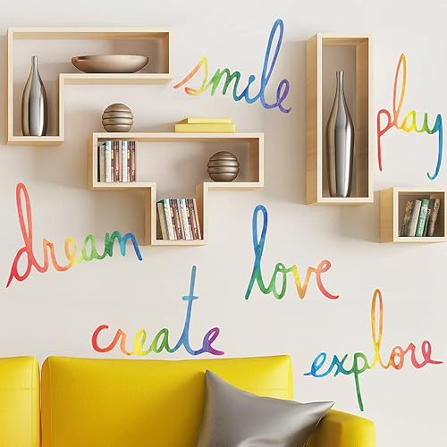 Miniatura 4 de RW-6006+7 calcomanías inspiradoras coloridas de pared Love Dream Smile Calcomanías de pared Play Create Explore Calcomanías de vinilo DIY Palabras