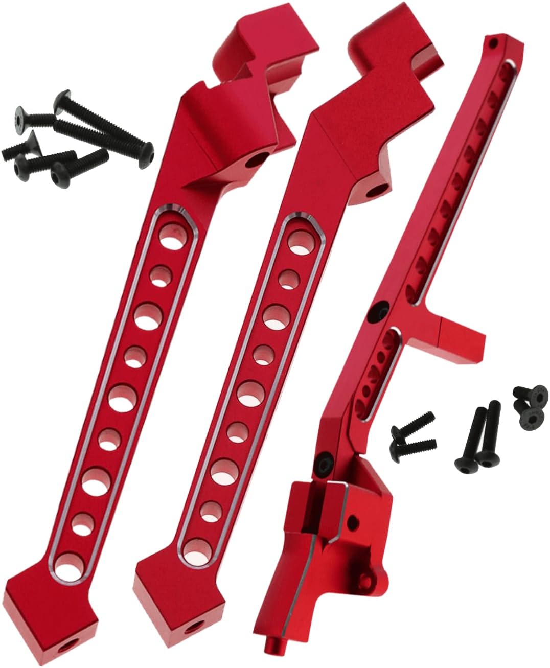 Rear Chassis Brace Upgrades Part for 1/8 Sledge 4WD #95076-4, 3pcs Aluminum Alloy Rear Chassis Brace Hops up for Sledge Monster Truck RC Car #95076-4,Replace #9521, Red