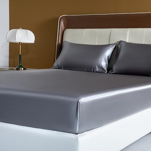 Miniatura 3 de Sábanas suaves, de microfibra cepillada de satén de color sólido, funda de colchón fresca de seda de hielo de verano para cama individual y doble,