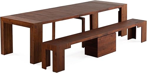 Miniatura 32 de Transformer Table - Mesa de comedor extensible de madera maciza, asientos 2-12, mesa de comedor extensible, muebles que ahorran espacio, muebles de
