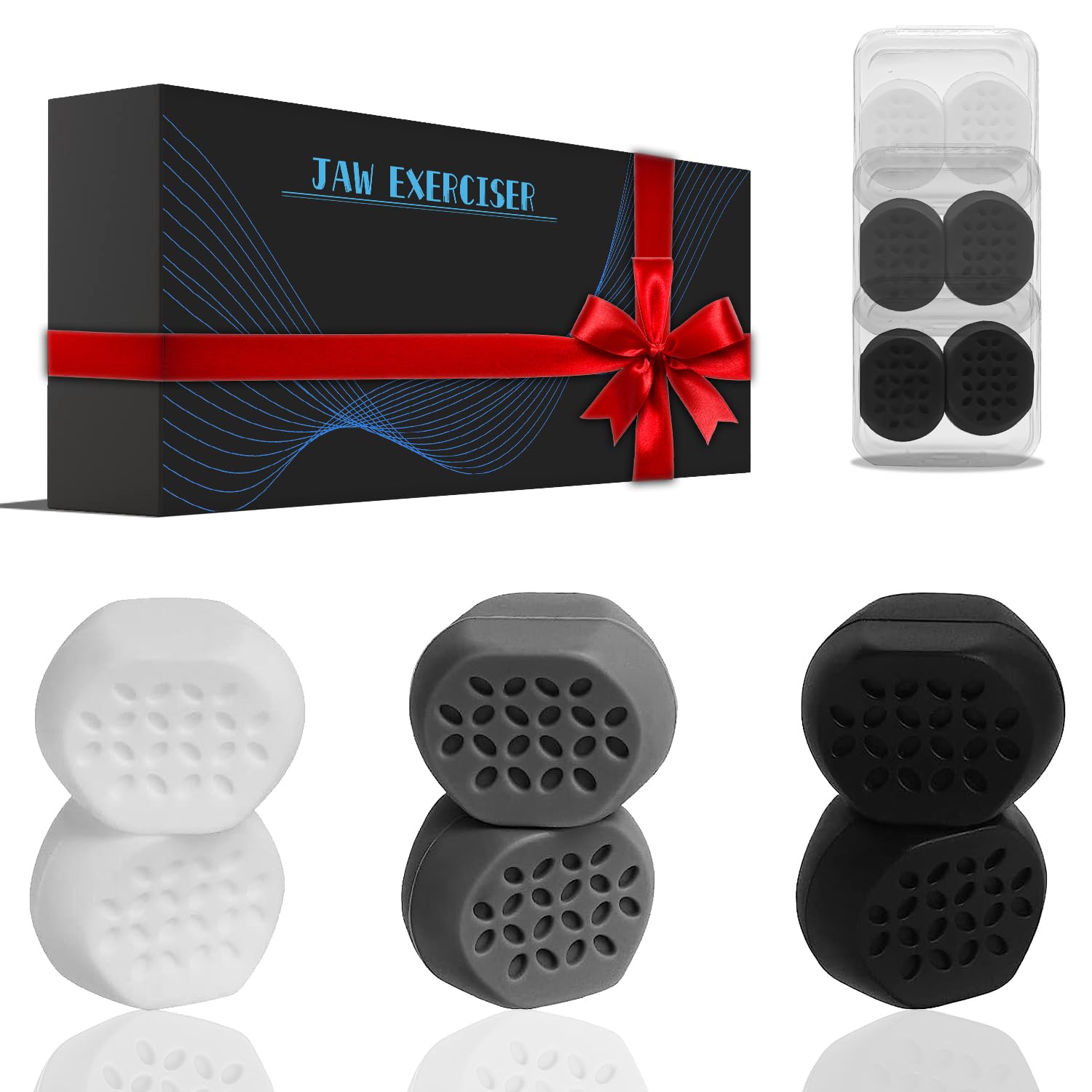 Jawline Exerciser for Men & Women – 3 Resistance Levels Silicone Jaw Exerciser Tablets – Powerful Jaw Trainer for Beginner, Jaw Trainer for Multiple Levels Users (6 pcs)