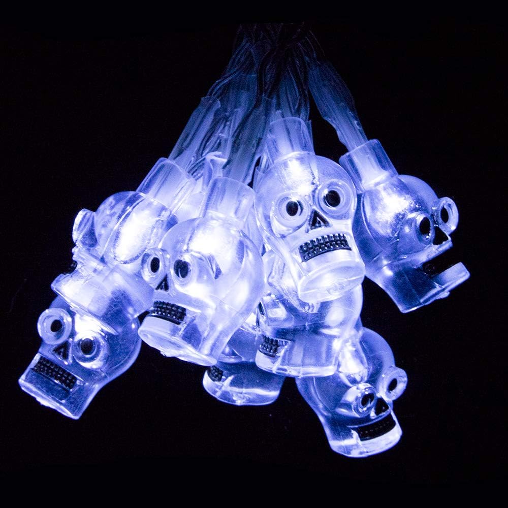 ROUENOK LED String Lights, Set of 2 Battery Operated String Lights (20LED Skull)